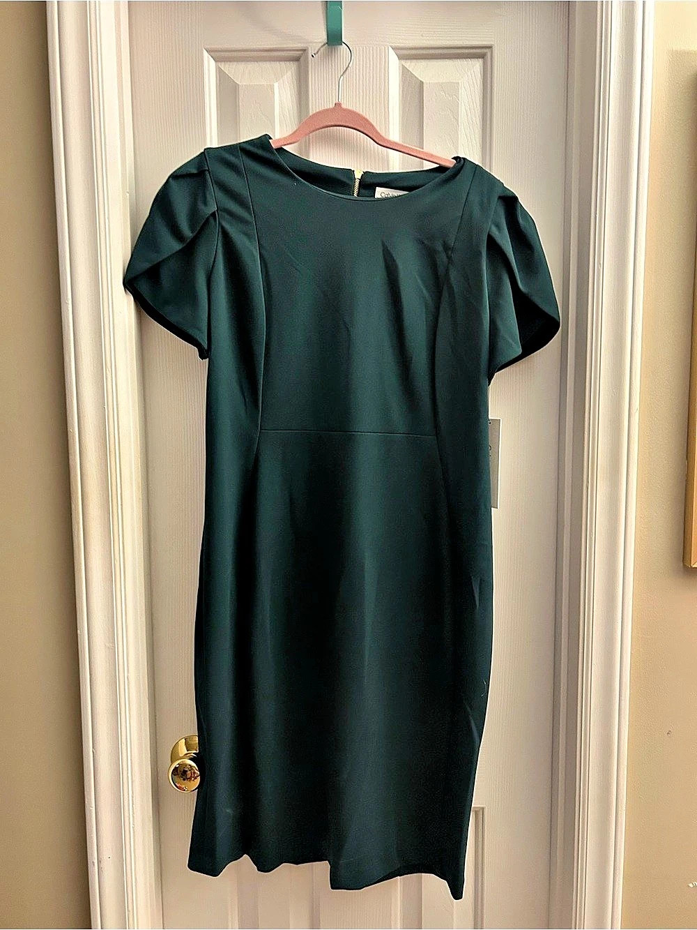 Calvin Klein Short Sleeve Scuba Midi Dress Green Size 16